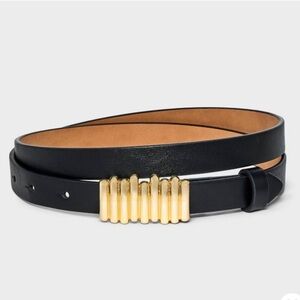 Women's Long Square Peg Buckle Belt - A New Day™ Black S